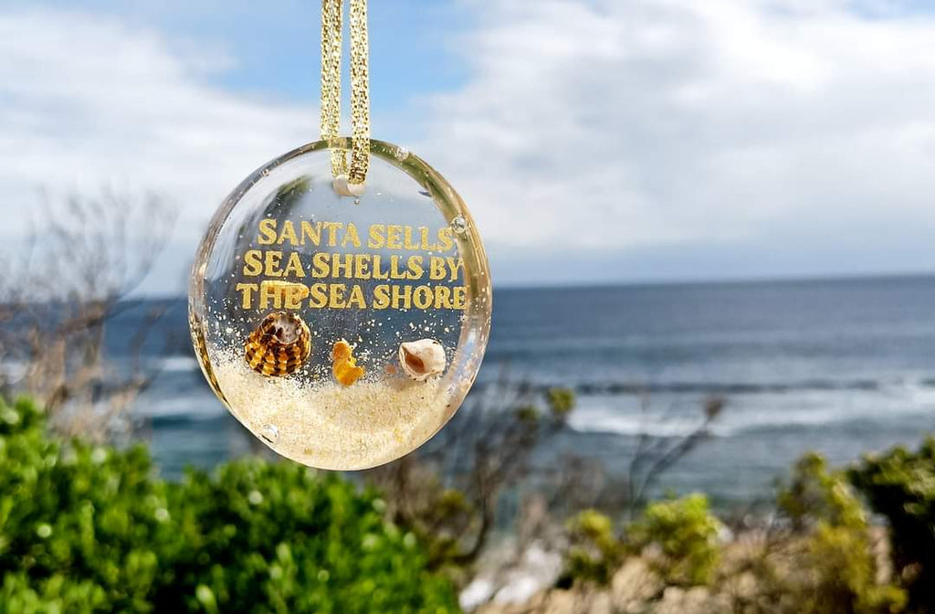 Santa sells sea shells by the sea shore Christmas decoration