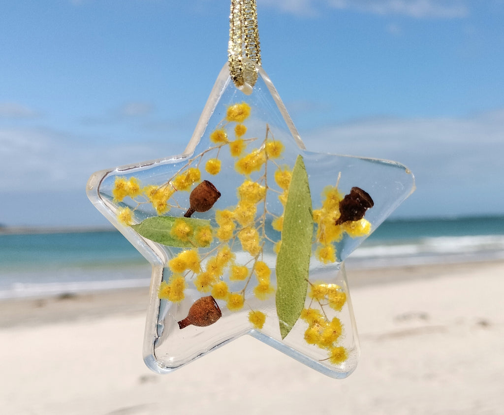 Wattle Christmas star decorations