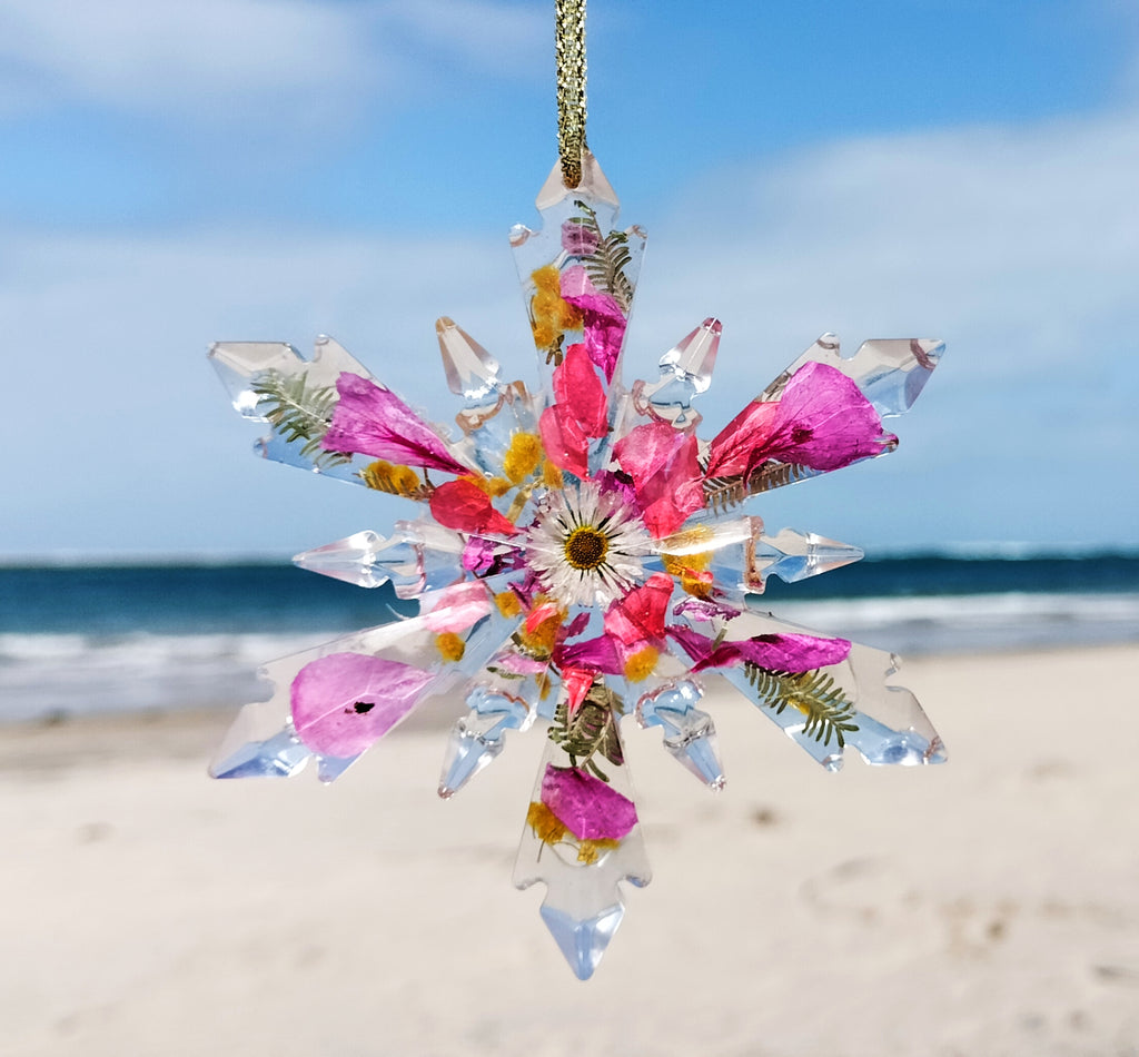 Floral snowflake hanging Christmas decoration